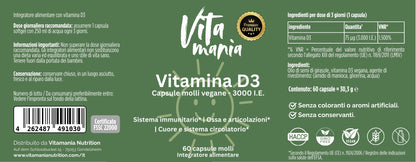 Vitamania Vitamina D3 3.000 UI - 60 capsule vegane